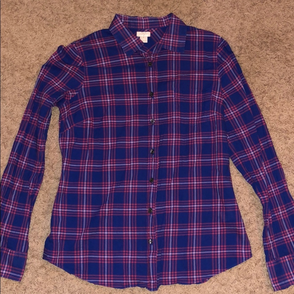 Jcrew Factory collared button up plaid top, Medium